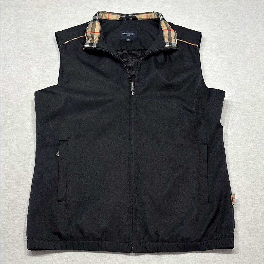 Burberry Golf Black Vest with Nova check collar